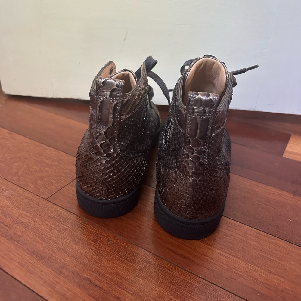 Christian Louboutin Gray Snakeskin Sneakers - Picture 5 of 7